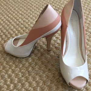 BCBGeneration Liberty Open Toe Pump White Nude 7.5